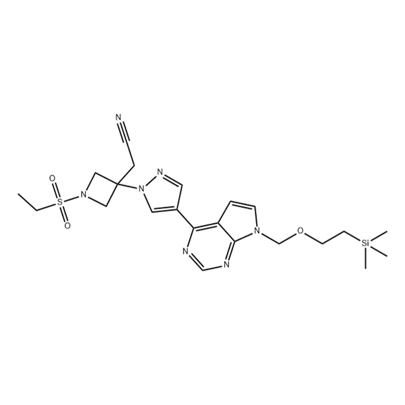 2-(1-(etylosulfonylo)-3-(4-(7-((2-(trimetylosililo)etoksy)metylo)-7H-pirolo[2,3-d]pirymidyn-4-ylo)-1H-pirazol-1-ilo)azetydyn-3-ylo)acetonitryl